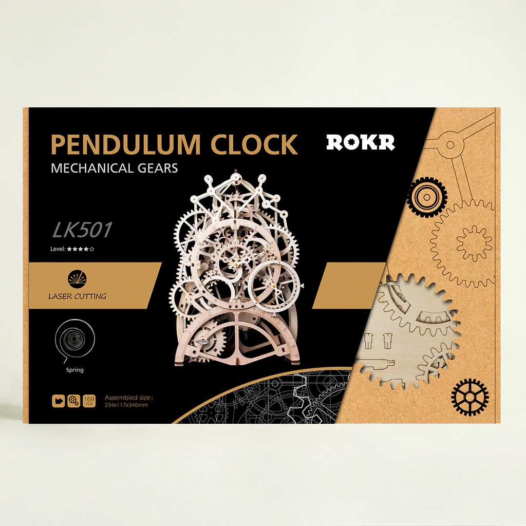 Reloj Pendulo de Madera Rompecabezas Puzzle 3D STEM Robotime - Imagen 3